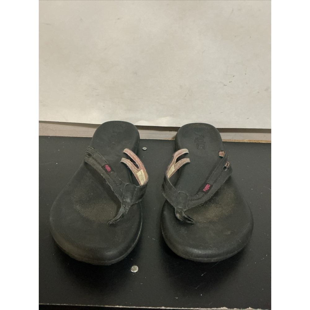 Flojos Black Pink Thong Flip Flop Sandals Womens Size 10 Casual Beach